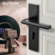 GUTE 固特 门锁室内家用房门锁卧室黑色门把手静音分体锁通用型磁吸锁具