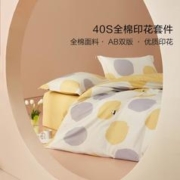 BLISS 百丽丝 家纺40支全棉斜纹印花四件套夏季被套床单四季通用套件 熊猫圈圈 150cm×200cm