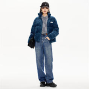 GIORDANO 佐丹奴 短款外套女秋冬新款加厚灯芯绒胶章立领宽松棉服女18373606