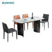 SUNHOO 双虎-全屋家具 双虎家私岩板餐桌现代简约家用小户型轻奢长方形餐桌椅组合11009