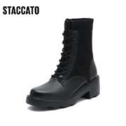 STACCATO 思加图 奥莱冬季新款厚底马丁靴瘦瘦靴弹力靴袜靴女中靴子EEZ10DZ2