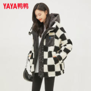 YAYA 鸭鸭羽绒服 鸭鸭（YAYA）时尚羊羔毛连帽鸭绒保暖外套