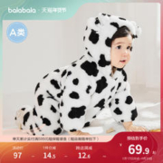 巴拉巴拉 连体衣羊羔毛婴儿衣服宝宝反季清仓外出棉抱衣加厚哈衣爬