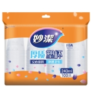 PLUS会员、概率券：妙洁 一次性杯子 240ml*100只 塑料中号