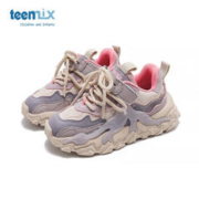 TEENMIX 天美意 童鞋女童运动鞋2023春季新款老爹鞋儿童跑步鞋加绒 紫色 37 适合脚长222mm