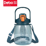 Debo 德铂海莉网红水杯男女学生大容量塑料吸管水杯壶成人运动健身大肚杯子吸管杯1200ML 蓝色