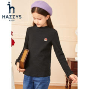 HAZZYS 哈吉斯 童装女童针织衫秋冬上衣长袖半高领打底衫纯色 钻石黑 130