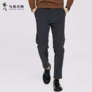 与狼共舞 灯芯绒休闲长裤男2023冬季新款加厚保暖防风裤子4004 深灰015 28/72A