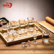 青苹果 白酒杯分酒器一口杯高脚茅台小酒杯刻度分酒壶玻璃烈酒杯12件套装