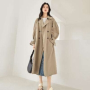 DUIBAI 对白 法式腰带可拆袖袢女式长款风衣 DDF001W