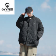 oyy 冬季新款日系简约菱形格纯色休闲棉衣休闲百搭保暖棉服