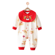 瑄妮薇新生婴儿衣服宝宝拜年服满月婴儿衣服新年宝宝衣服满月服A类萌 福到家门 59cm