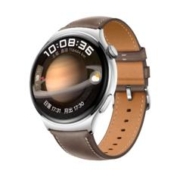 HUAWEI 华为 WATCH 4 eSIM 智能手表 46mm 银色不锈钢表壳 褐色真皮表带（北斗、GPS、血氧、ECG）