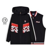 FILA 斐乐 男中大童（130-170）儿童外套男童保暖连帽上衣马甲两件套