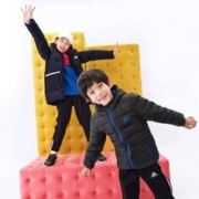 17日20点：adidas 阿迪达斯 儿童保暖连帽鸭绒羽绒服 黑色 140