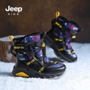 Jeep 吉普 男童雪地靴冬季2023新款加绒保暖加厚大棉儿童棉靴学生靴子潮