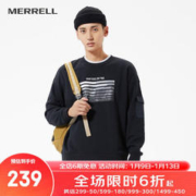 MERRELL 迈乐 男女同款户外休闲卫衣印花宽松时尚简约长袖圆领上衣MC2210022 黑色 L