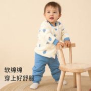 88VIP会员：Tongtai 童泰 秋冬3个月-3岁婴幼儿男女宝宝保暖夹棉圆领高腰长裤对开套装