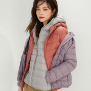 FOURDATRY 丫丫同款轻薄款羽绒服女2023年新款短款90白鸭绒连帽显瘦休闲外套 米白色 L