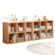 耐赛尔书架置物架落地书柜简易家用实木色收纳储物柜八格小型矮格子柜 [常规款]120两层暖白