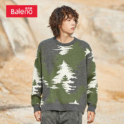 Baleno 班尼路 秋冬针织衫男休闲潮流印花圆领长袖针织套头毛衣上衣