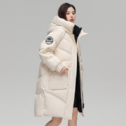 雪中飞 女士 连帽潮流中长款羽绒服