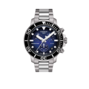 天梭（TISSOT）【新年礼物】海星1000系列石英男表运动潜水腕表瑞士手表送男友 渐变蓝钢带T120.417.11.041.01