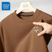 JEANSWEST 真维斯 卫衣男秋冬季时尚新款潮流印花青少年港风ins宽松百搭上衣 咖（ZS金狮子） 3XL