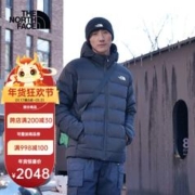 北面 羽绒服800蓬男秋冬户外防泼水保暖防风鹅绒连帽外套 JK3/黑色 M/170
