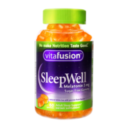 美国Vitafusion褪黑素软糖改善睡眠失眠倒时差sleepwell退黑素片维生素b6助眠安眠成人 【 天然0依赖 自然入睡】褪黑素60粒/2瓶
