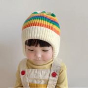 彩虹房子 儿童彩色毛线帽 头围约 40-50cm