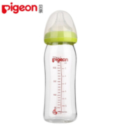 贝亲（Pigeon）宽口径奶瓶 玻璃材质婴儿奶瓶 新生儿宝宝奶壶 240ml绿色M奶嘴（3-6月）