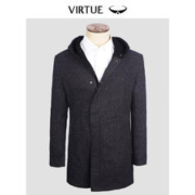 Virtue 富绅 绵羊毛针织大衣连帽中长款