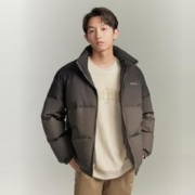 GXG 2023新品冬季休闲撞色泼染印花保暖立领羽绒服男外套鸭绒