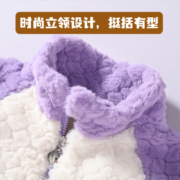 LA CHAPELLE KIDS拉夏贝尔女童外套秋冬摇粒绒中大童女孩2023新款棉服防风儿童衣服 粉色 110cm