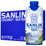 三麟100%椰子水 富含天然电解质 泰国进口NFC椰青果汁330ml*24瓶 整箱