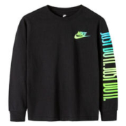 NIKE 耐克 小童装男童长袖T恤秋冬儿童针织上衣打底衫 正黑色 110S(4)
