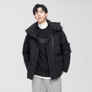雪中飞 男式休闲时尚户外工装羽绒服多重防风实用大口袋短款连帽羽绒服男