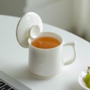 兮元记 羊脂玉瓷陶瓷茶杯个人专用高档办公室喝茶杯带盖德化白瓷水杯杯子