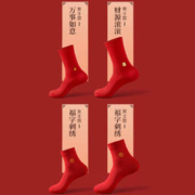 THREEGUN 三枪 本命年红袜子纯棉抑菌防滑情侣结婚礼物2023秋冬男士长筒袜2双
