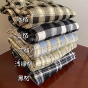 天籁狐 高腰显瘦加绒加厚格子休闲裤子女秋冬羊羔绒小个子直筒阔腿长裤