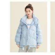 雪中飞 棋盘格羽绒服 蓝色 L/165(130-150斤)