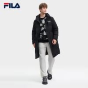 20点开始：FILA 斐乐 男士长款羽绒服 正黑色-BK
