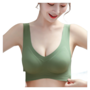 【2件装】猫人内衣女薄款小胸聚拢收副乳无痕运动美背无钢圈文胸罩 【可调节背扣式】抹茶绿+肤色 L（36/80ABC、34/75D）