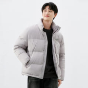 gxgjeans 秋冬字母印花灰色立领短款保暖男式羽绒服男