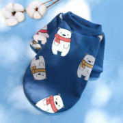 柒哦 印花卡通宠物狗狗衣服加绒两脚卫衣
