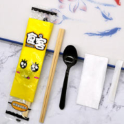 拾画 一次性筷子套装 餐具四件套外卖打包筷勺纸巾牙签独立包装200套