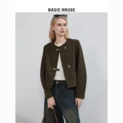 BASICHOUSE 百家好 Basic House/百家好羊毛人字纹呢外套老钱风正肩上衣