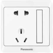 松下（Panasonic）开关插座 带开关五孔插座一开双控10A5孔插座 雅悦白WMWA623-N