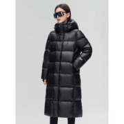 FOURDATRY 男女同款白鸭绒女黑金羽绒服2023冬高端加厚时尚长款外套